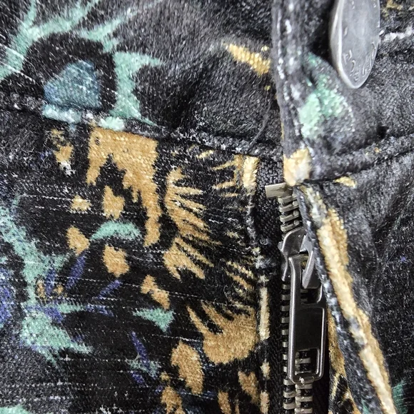 Free People Lennon Funktown Velvet Moto Zip Floral Printed Skinny Pants Size 0 - Picture 7 of 14